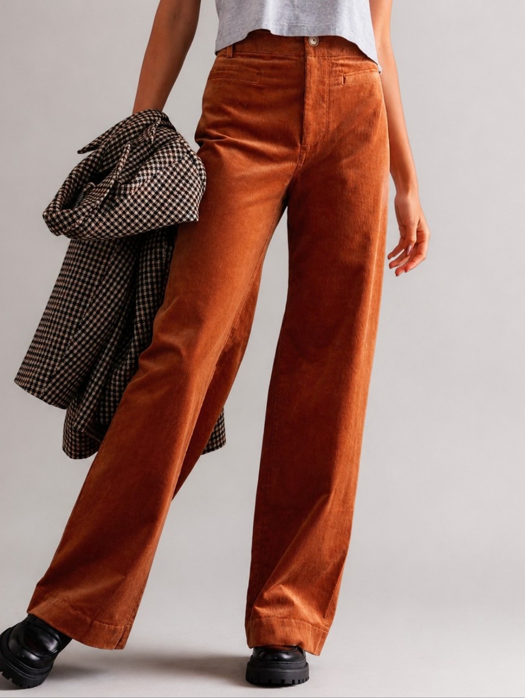 Maeve Colette Pants Corduroy Wide Leg Trousers Rust Orange 28 Tall Long